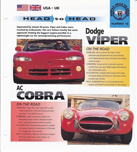 Dodge viper ac cobra - vs.,