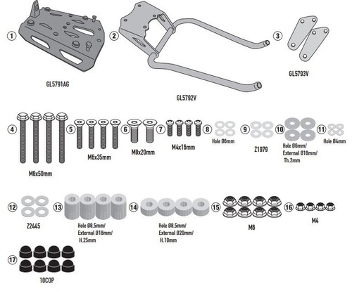 Givi sra3128 attachment kit - sra3128,