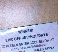 £70 Off Jet2holiday  McDonald's Voucher Unused