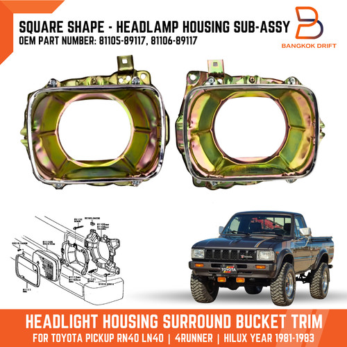 Pair headlight square - pair,