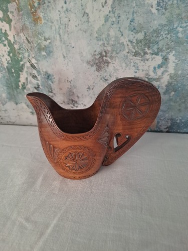 Hand carved wooden jug - wooden, vintage