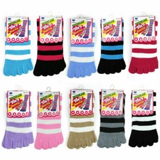 6 Pairs Five Toe Socks Women Men Finger Striped Soft Cotton Warm Ankle Sock