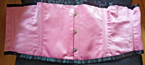 Pink satin corset steel - corset, boned