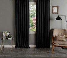 THERMAL BLACKOUT CURTAINS READY MADE EYELET RING TOP OR PENCIL PLEAT + TIE BACKS