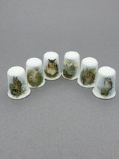 Owls English fine bone china thimbles full set of six