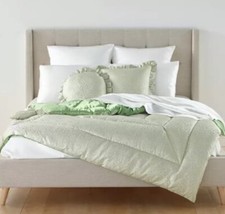 GINGERLILY LONDON VANESSA KONIG CORAL FERN EIDERDOWN KING QUILT COVERLERT GREEN