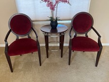 Ethan Allen Red Velvet Chair Set of 2 Antique Style Dining Room Furniture