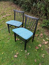 Pair Upcycled Retro Vintage Mid Century Teak Dining Chairs