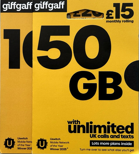 50gb giffgaff sim card - sim, pay