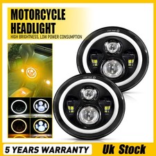 2x LED Front Light Headlamp Universal Headlight Motorcycle Motorbike Hi/Lo Beam
