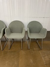 1x Wicker And Tubular Chrome Dining Chair - Sage Green - Lloyd Loom c1990s