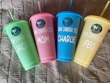 Personalised Holiday Cold cup tumbler,All inclusive holiday drink cup with straw
