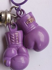 Vintage old keyring plastic Boxing gloves Purple Pair BOXING ? ? 