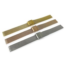 14mm Steel Fine Mesh Watch Bracelet For Screw On Strap Silver Gold Rose Gold
