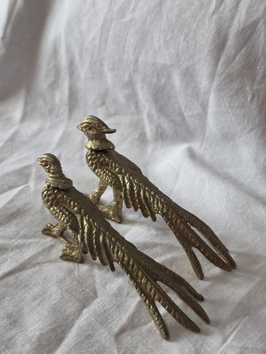 Vintage pair brass pheasant - brass,