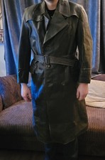 WW2 military Leather Trench Coat/German/Dispatch Rider With Great Patina