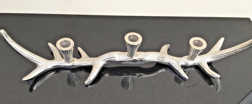 Silver coloured candle - coloured, stags
