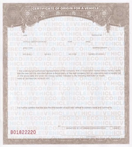 Blank certificate origin - certificate, of