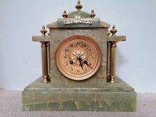 Antique French Green Onyx Marble Clock
