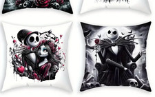 New Pair of Two  Nightmare Before Christma Polyester Cushion Covers 18" x 18" b