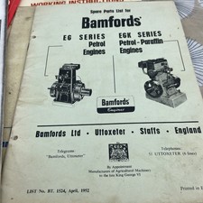 Bamfords EG /EGK series petrol/ paraffin engines spare parts Manual 1952