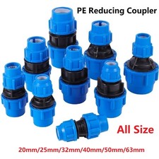 PE Reducer Connector Reducing Straight Coupler 20-63mm Water Pipe Plastic Joint
