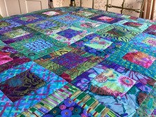 Beautiful Kaffe Fassett  Patchwork Quilt. Handmade. Stunning Colours. 59/60” Sq.