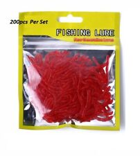 200 Thin Red Bait Worms Earthworm Plastic Fishing Fake Artificial Tackle Lures