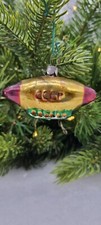 Antique Gold Zeppelin Airship Blimp Rare Christmas Decoration Vintage Glass