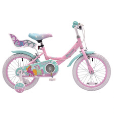 16 Inch Unicorn Bike with Doll Carrier Pastel Pink and Blue - Steel Frame Bike