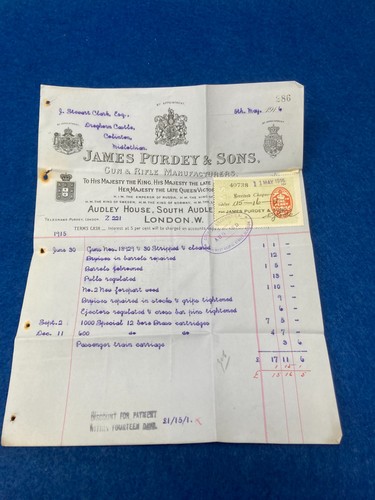 Superb purdey shotgun - superb, invoice