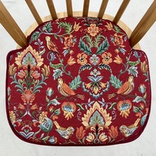 RED WILLIAM MORRIS STYLE SPINDLE BACK SHAPE CHAIR SEAT PADS 17" WIDE X 15" DEEP