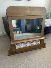Beautiful Antique  Over Mantel foxed Mirror with Art Nouveau tiles