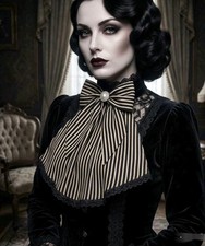Cream Black Stripe Lace Jabot