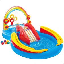 Intex Rainbow Rings Childrens Activity Water Play Centre Paddling Pool Slide