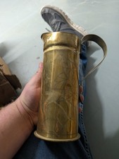 1917 Brass Trench Art Jug Pitcher Shell Casing WWI Hand Engraved