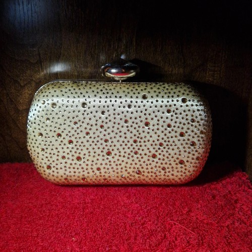 Gold rhinestone box - gold, clutch
