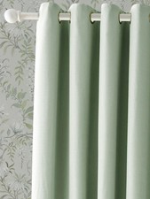 Laura Ashley Green Sage Stephanie Eyelet Blackout Lined Curtains W168 DROP182 CM