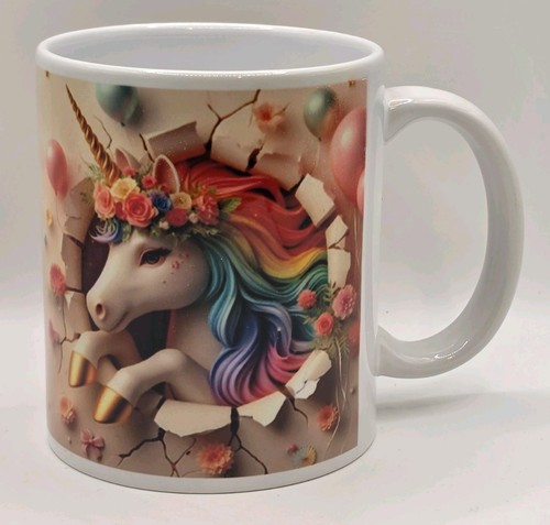 Rainbow unicorn mug floral - rainbow,