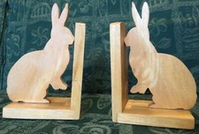 Solid Wood Rabbit Bookends