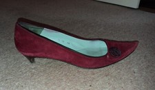 Audley maroon suede kitten heeled court shoes size 7