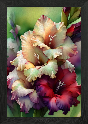 Iris blossoms framed wall - iris,