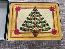 Vintage Retro Wilscombe Christmas Tree Place Mats Placemats Set of 6, Red,Yellow