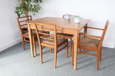 Mid Century Heal’s Dining Table with Extension & 4 Gordon Russell Chairs