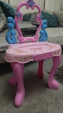 Girls Dressing Table Vanity Mirror Play Set Toy Make Up Desk With Stool Pink New