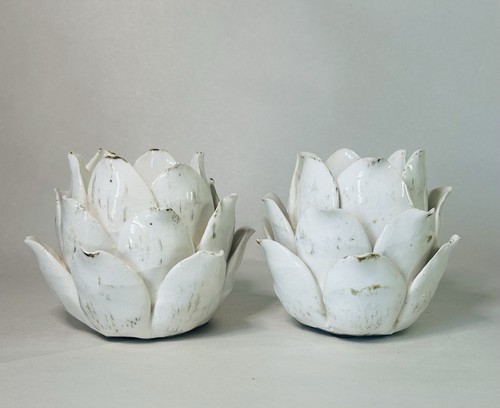 Vintage pair stoneware ruku - stoneware,