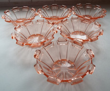 6 VINTAGE ART DECO PINK ROSE