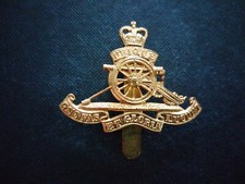 Royal Artillery Beret Badge - Queen's Crown - Gilt Finish