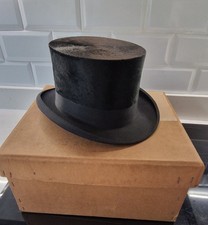 Vintage Freimuth Mens Black Silk Top Hat with Original Box