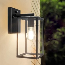 Auto-Sensing Dusk to Dawn Outdoor Wall Light, Classic Black Outside Wall